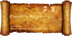 Paxián Milla névjegykártya